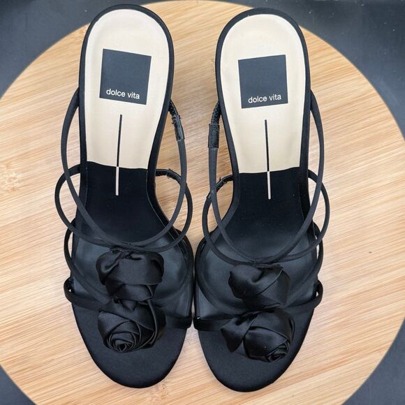 Dolce Vita Linzy Sandal Onyx Satin Womens Sz 9.5 - Picture 7 of 9